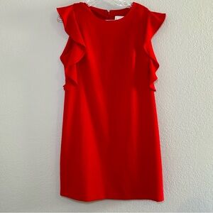 Nicole Miller Red Ruffle Mini Dress women’s‎ 8 Classic elegant office polished